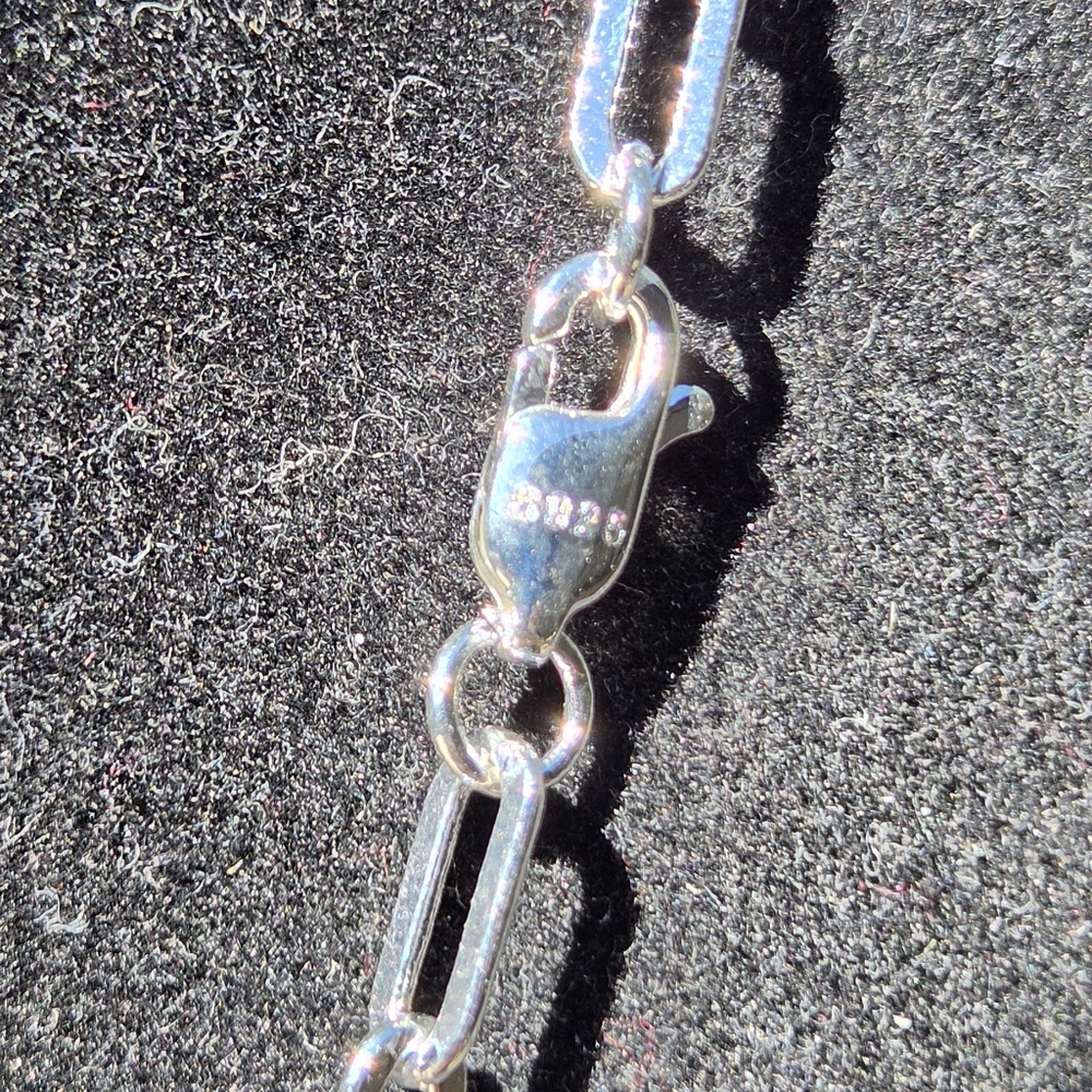Sterling Silver Paperclip Link Necklace Sz22" Unisex - Picture 4 of 6